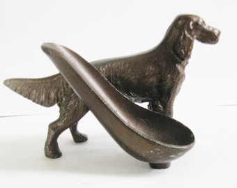 Vintage Bronze Retriever Dog Pipe Holder - Collectible Pipe Holder