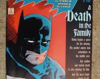 Vintage DC Batman Comic - A Death in the Family - by Starlin, Aparo & DeCarlo - December 1988 - Never Used or Read - Kept in Plastic Sleeve