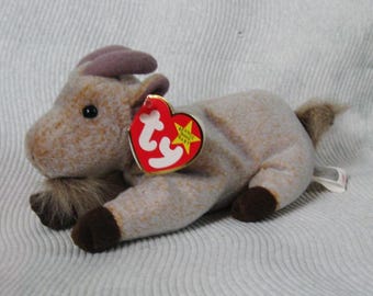 Ty Beanie Baby - Goatee - A Cute Goat - Original Tag -1999 - Vintage Collectible Ty Beanie - Plush Goat