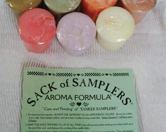 Vintage Yankee Candle Sack of Samplers - Seven Votive Candles - Aroma Formula - Original Packaging