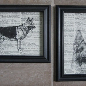 German Shepherd Dog Vintage Dictionary Page Prints - Set of Two - 5" x 7"
