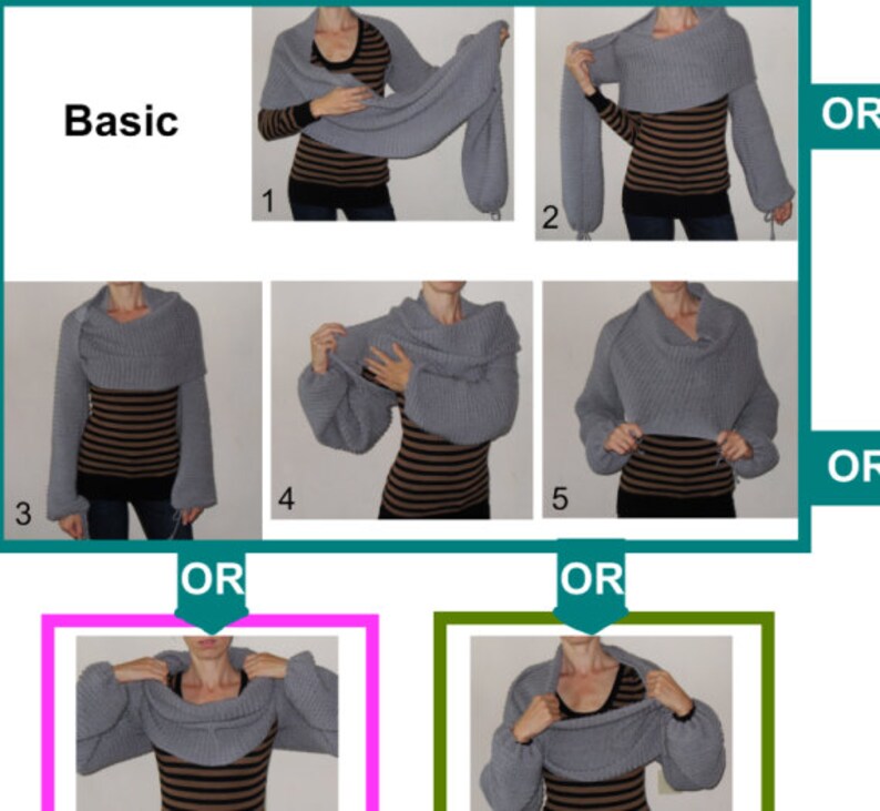 Pulloverschal Mit Ärmeln Damen - Gestrickter Kabelwickel Schal Multifunktion