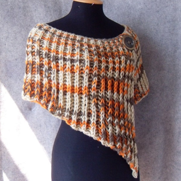 Feminine poncho - knitted, multicolored and very beautiful