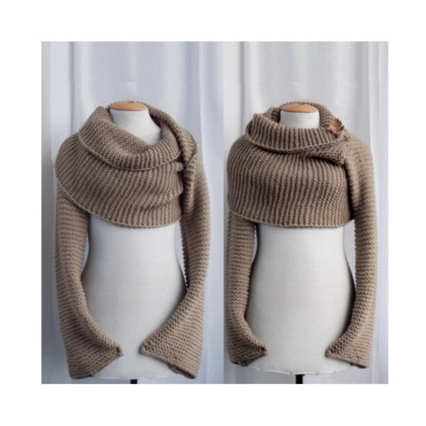 Sweater scarf / shawl with sleeves at both ends. FREE WORLDWIDE SHIPPING