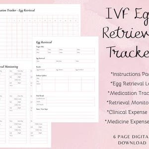 IVF Egg Retrieval Tracker - IVF Egg Retrieval Medication - IVF Egg Retrieval Monitoring - Egg Retrieval Finance Log - In Vito Fertilization