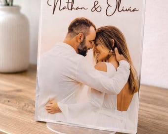 Personalized Acrylic Photo Plaque, Valentines gift