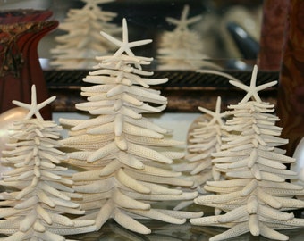 large 15'' inches Beach Christmas tree made of natural white fingers  starfish sea stars  Beach House Coastal Decor bookcase nautical decor