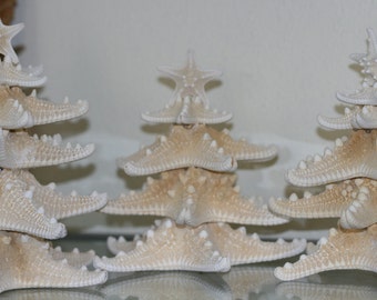 6 inch White Knobby starfish Christmas tree made of starfish sea stars