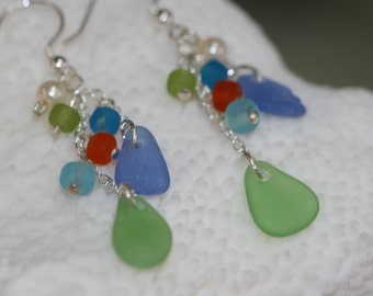 Color, color, color genuine sea glass earring
