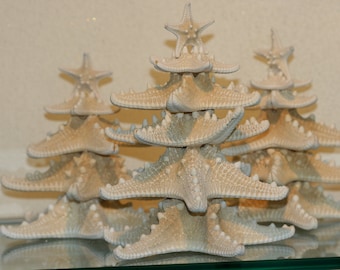 8 to 14 inches White Knobby starfish Christmas tree made of starfish sea stars