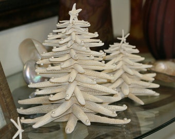 8" to 10" tall Beach Christmas tree made of starfish sea stars and fresh water pearls - Christmas decoration - beach decoration -nautical