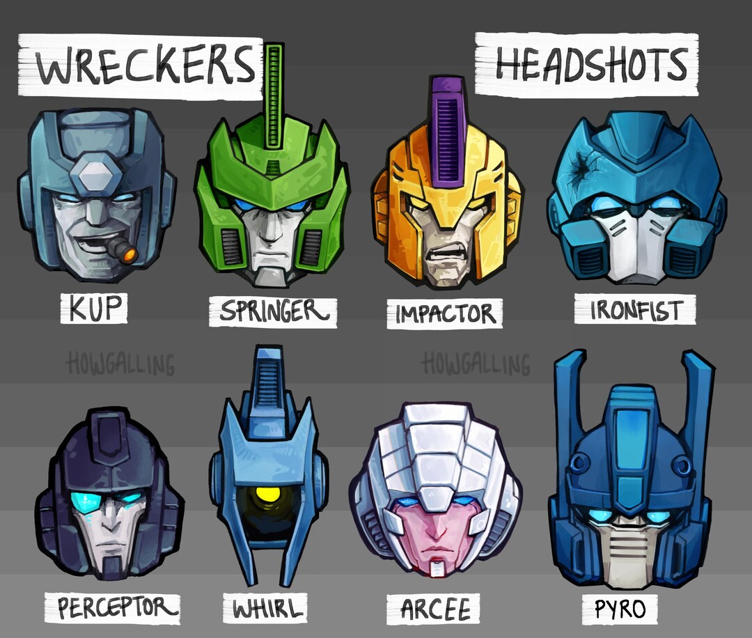 Transformers Combiners IDW Wreckers Headshots, Kup, Arcee, Springer - Etsy