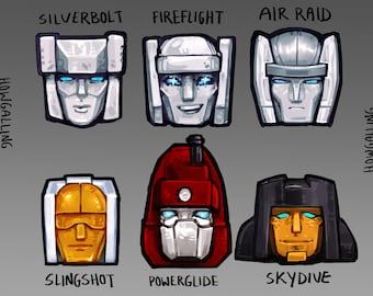 Protectobots, Aerialbots Transformers Combiners G1 Headshot Stickers