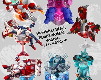 Transformers MEDICS Keychain Charms + Medic Stickers, holographic or glossy