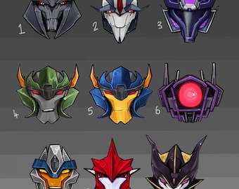 Transformers Prime Decepticon and Autobot's Headshots, Handcut stickers,