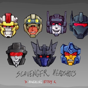 Transformers Scavengers, DJD, IDW Headshot-stickers,