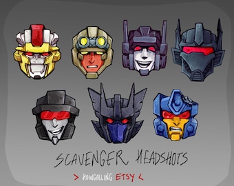 Transformers Scavengers, DJD, IDW Headshot Stickers,