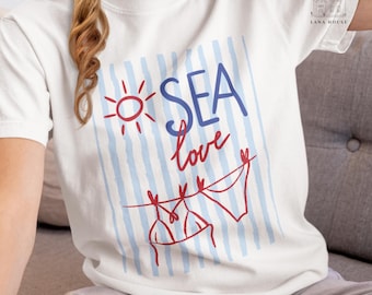 Camiseta Sea Love / Camiseta Ocean, Camiseta de estética costera de verano, Comfort Colors®
