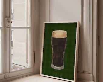 Guinness Beer-print: handgetekende Ierse pubkunst (digitale download)