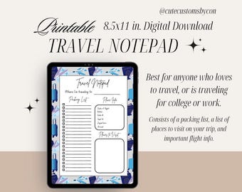 Bloc de notas de viaje digital imprimible