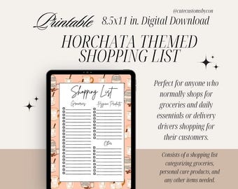 Lista de compras digital imprimible con temática de horchata