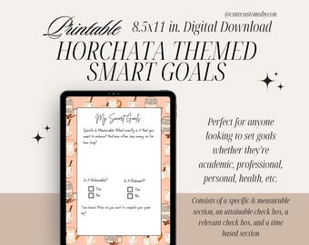 Bloc de notas imprimible con objetivos SMART con temática de horchata