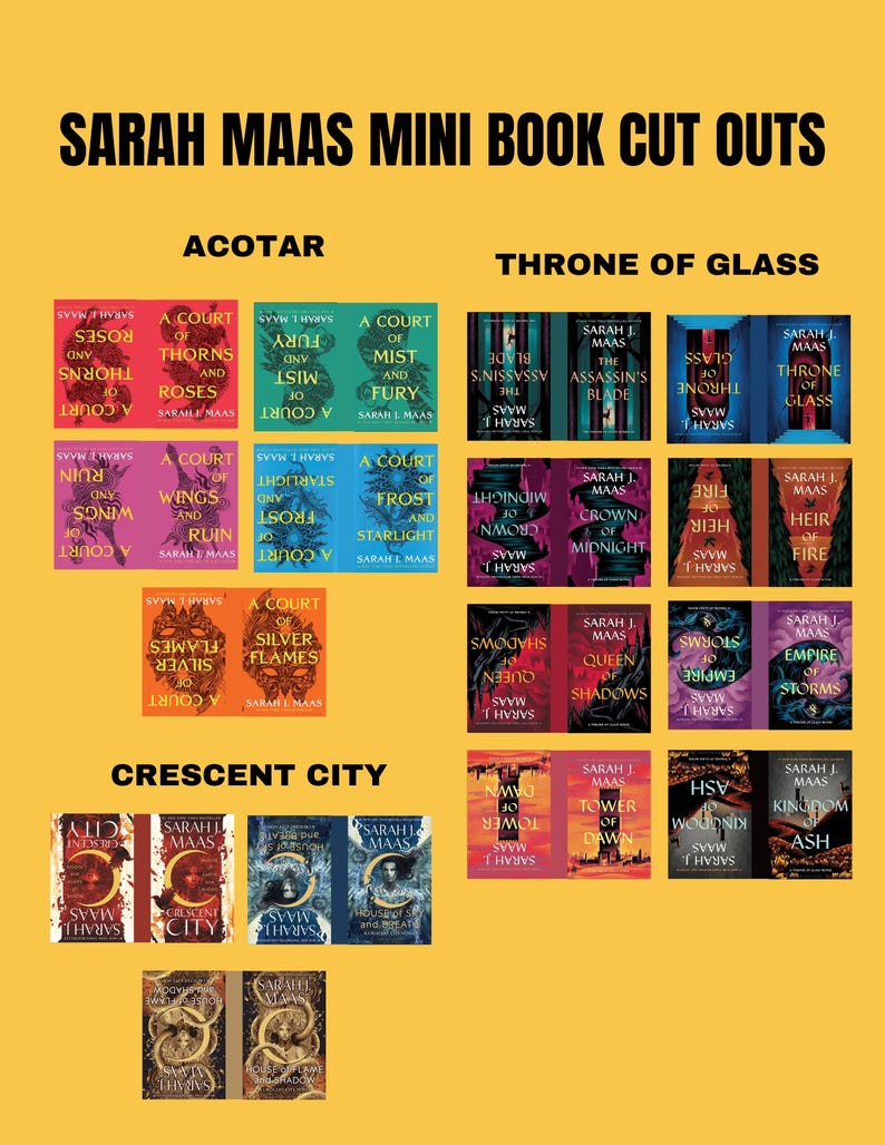 Sarah J Maas Miniature Book Printable Cutouts Etsy