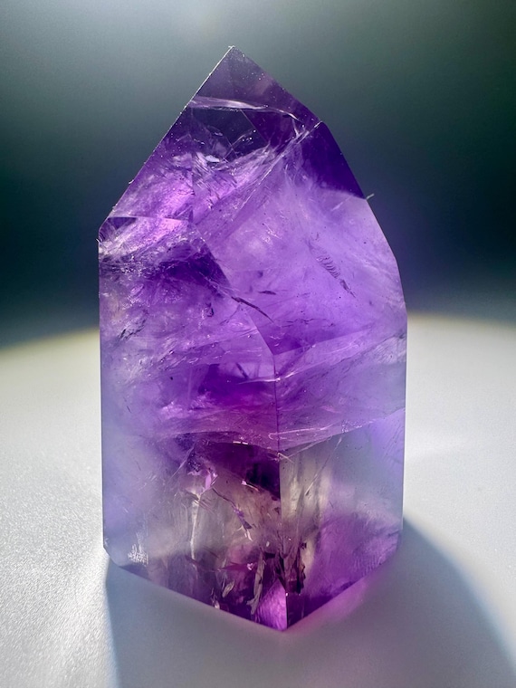 Ametrine Point 6cm Clear Gemstone With Phantoms Amethyst
