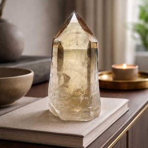 Lemurian Smoky Quartz Point – Natural Brazilian Crystal 13 cm / 5.1 in | 559 g / 1.23 lb | High-Vibration Healing Stone, Meditation