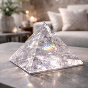 Gran pirámide de cristal de cuarzo lemuriano de 12,5 cm (4,9 pulgadas) – 1,47 kg (3,24 libras). Piedra rara de sanación espiritual, pieza de colección.