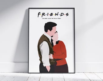 Monica and Chandler Minimalist Poster | Friends TV Show Wall Art | Digital Download