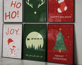 Christmas Gallery Wall Art Set of 6 | Minimalist Holiday Decor | Digital Download