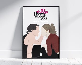10 Things I Hate About You Minimalist Poster | Modern Movie Wall Art | Digital Download