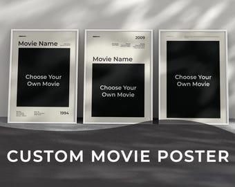 Custom Movie Poster, Choose Your Design, Minimalist Film Wall Art, Personalized Gift, Digital Download
