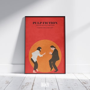 Pôster minimalista de Pulp Fiction | Arte de parede inspirada no filme de Quentin Tarantino | Download digital