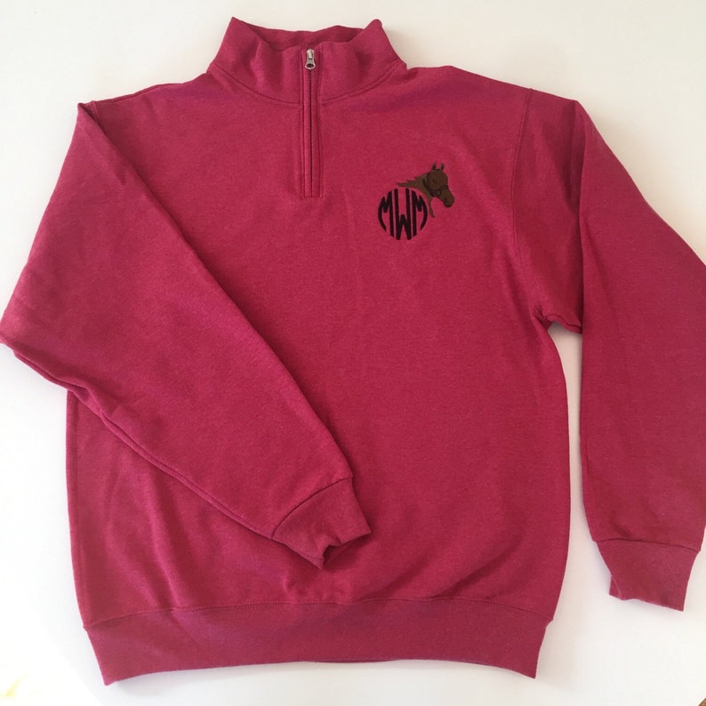 Horse Equestrian Quarter Zip Monogrammed Jacket Etsy