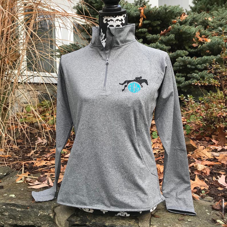 Equestrian Jumping Horse Quarter Zip Jacket Etsy