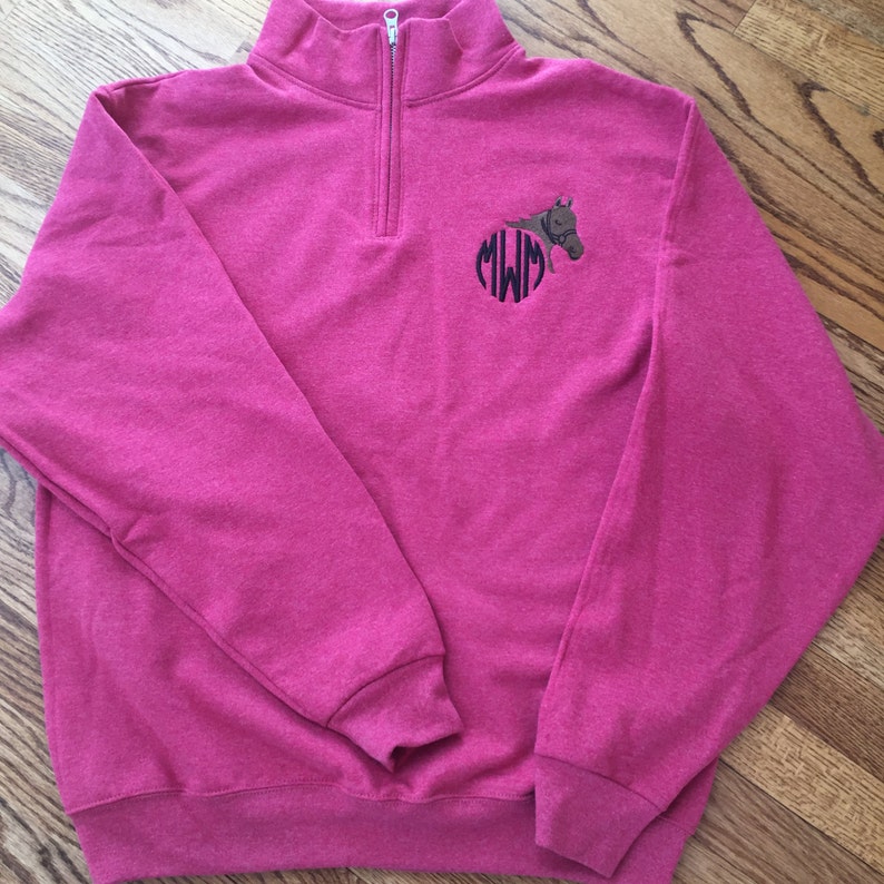 Horse Equestrian Quarter Zip Monogrammed Jacket Etsy
