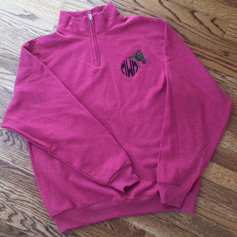Horse Equestrian Quarter Zip Monogrammed Jacket Etsy
