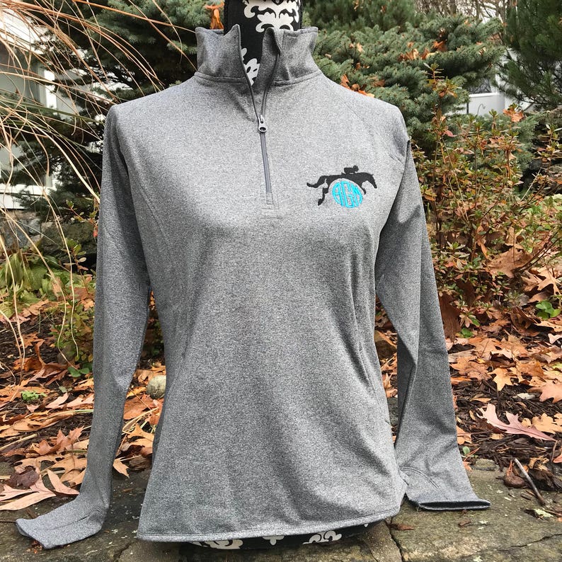 Equestrian Jumping Horse Quarter Zip Jacket Etsy