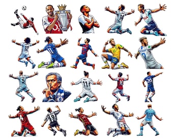 Football player SVG bundle Soccer SVG pack Footballer PNG collection Football cricut file bundle Premier league footballer files