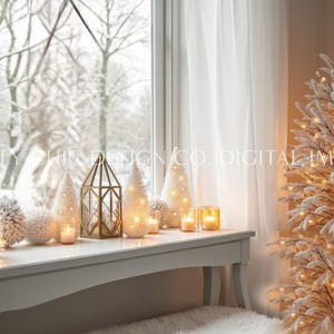 Holiday Zoom Background, Winter Window Backdrop for Meetings, Snow Virtual Office, Professional Teams Digital Image, GoogleMeets Backgrounds