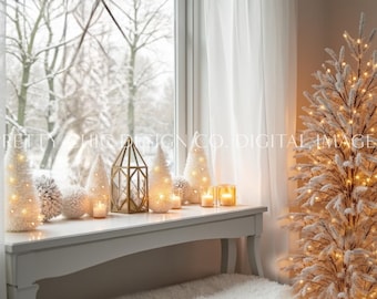 Holiday Zoom Background, Winter Window Backdrop for Meetings, Snow Virtual Office, Professional Teams Digital Image, GoogleMeets Backgrounds