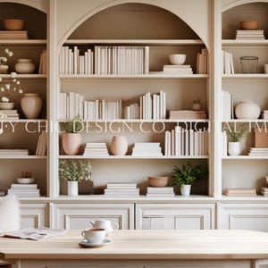 Modern Arched Bookshelf Background, Aesthetic Office for Meetings, Virtual Office, Professional Teams, Digital Image, GoogleMeets Backdrop