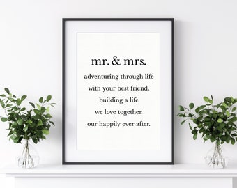 Mr. & Mrs. | Art Print | Wall Art | Anniversary Home Decor | Wedding Gift | Anniversary Art Print | Bedroom Wall Art | Bedroom Art