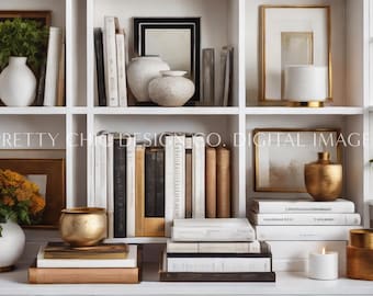 Elevated Bookshelf Background, Modern Decor Backdrop for Meetings, Virtual Rooms, Digital Image, GoogleMeets Desktop Backgrounds, Streaming