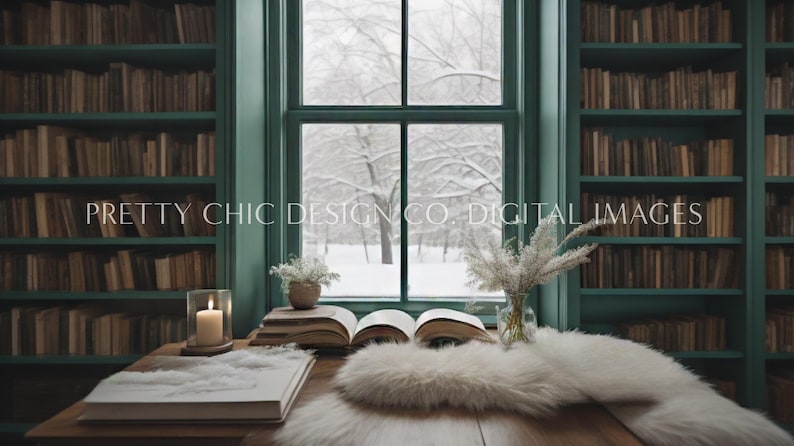Cozy Winter Study Virtual Background Bundle, Pack of 4 Digital ...
