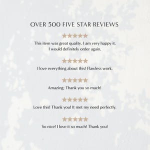 May include: Image of five-star reviews for a product or service. The text reads "OVER 500 FIVE STAR REVIEWS" and includes five customer reviews with five stars each. The reviews are positive and express satisfaction with the product or service.