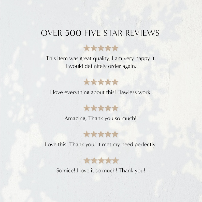 May include: Image of five-star reviews for a product or service. The text reads "OVER 500 FIVE STAR REVIEWS" and includes five customer reviews with five stars each. The reviews are positive and express satisfaction with the product or service.