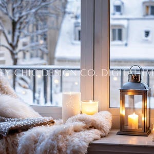Zoom Background, Cozy Winter Window Background for Meetings, Snow Virtual Office, Professional Teams, Digital Image, GoogleMeets Backgrounds